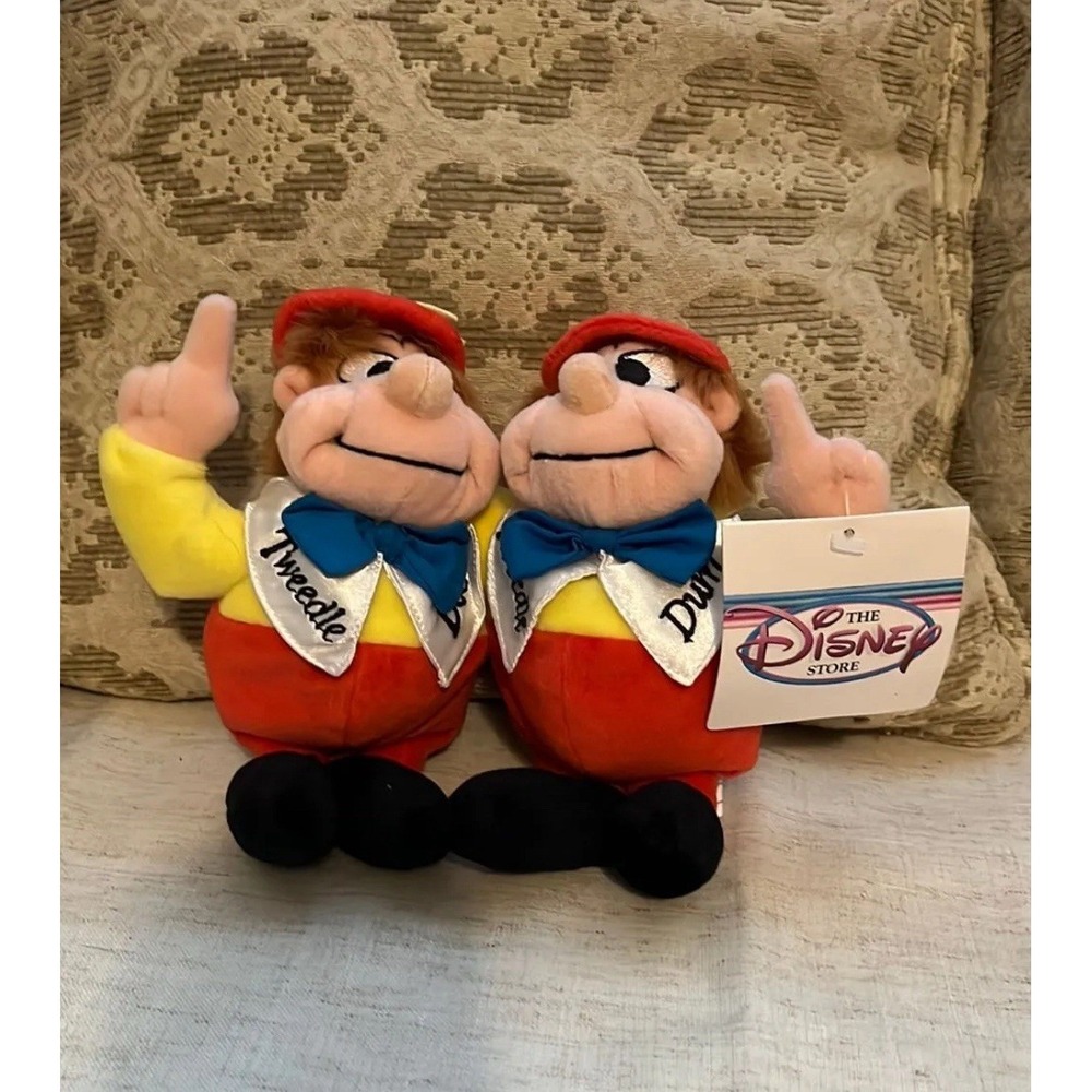 Vintage Disney Tweedle Dee Dum Plush Set Alice in Wonderland